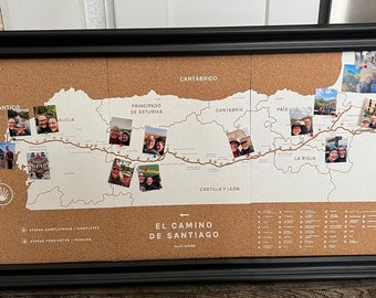 Cork Map of the Camino de Santiago / French Route / With Pins and Adhesive / Camino / Pilgrim / Map / The Way of St James