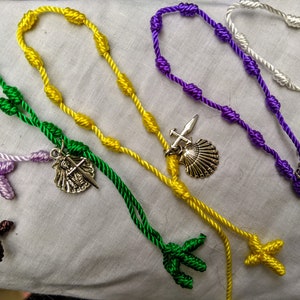 Camino de Santiago Knotted Rosary Bracelet / Cross of St James and Scallop Shell w/ Relief of Santiago / Pilgrim / Adjustable / Catholic