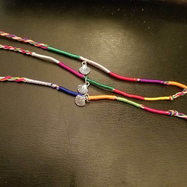 TEN  (10) Camino de Santiago Scallop Shell Friendship Bracelets /Pilgrim / Ankle / Beach / Boho / Summer