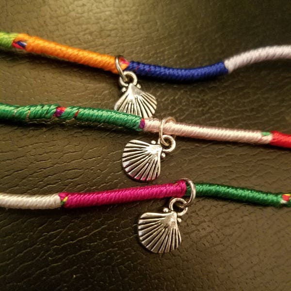 TEN  (10) Camino de Santiago Scallop Shell Friendship Bracelets /Pilgrim / Ankle / Beach / Boho / Summer