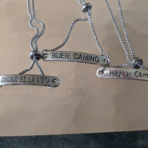 Camino de Santiago Adjustable Silver Bracelet / Buen Camino / E Camino e la Meta / Hay un Camino / 3 different sayings / Pilgrim