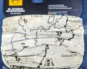 Camino Francés Mapa Buff / Camino de Santiago / El Camino de Santiago / Neck Gaiter / Peregrino