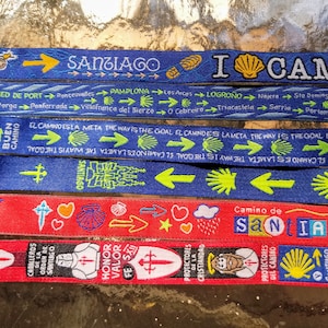 Camino de Santiago Embroidered Ribbon / Several Styles / Tie on Bracelet / Hair Tie / Bookmark / St James / Pilgrim / The Way