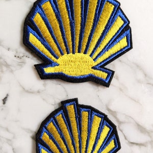 Patch of the Scallop Shell / Star of the Camino de Santiago / Backpack or Hat / small or Large / The Way /  St James / Pilgrim