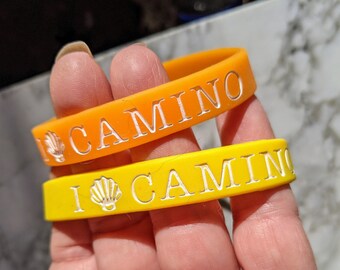 Yellow or Orange Silicone Camino de Santiago Pilgrim Bracelet / I <3 Camino / Group of Pilgrims ID / St James / Men or Women