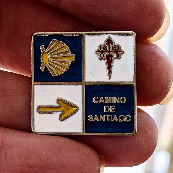 Pin Camino de Santiago 3 Symbols of the Camino:  Shell/Star, Cross, Arrow / Backpack, Hat, Tie Tack, Lapel Pin / Pilgrim / Compostela