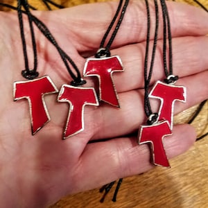 Red Tau Necklace / Franciscan / Catholic / Cross / Camino de Santiago
