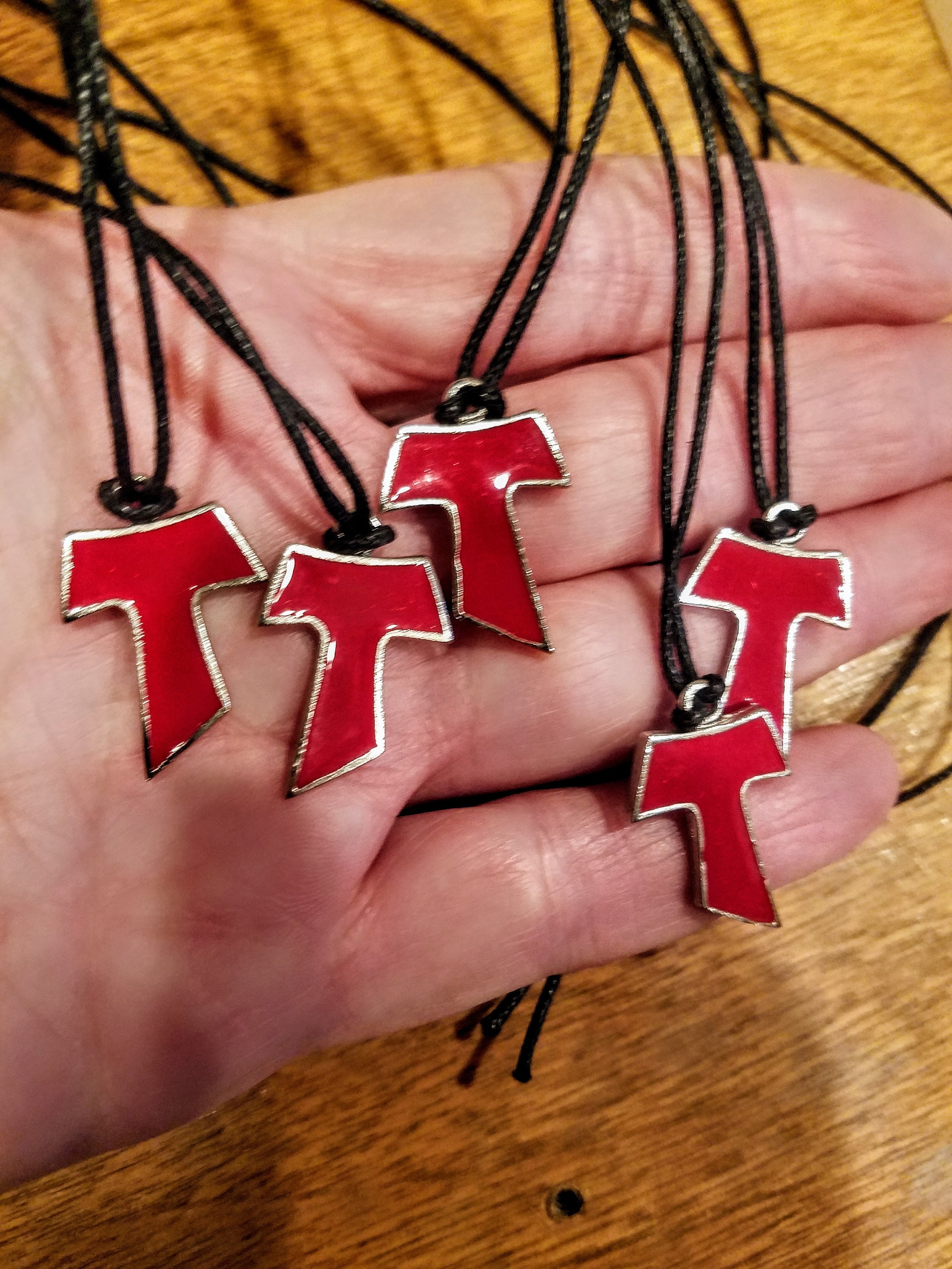 Red Tau Necklace / Franciscan / Catholic / Cross / Camino de Santiago