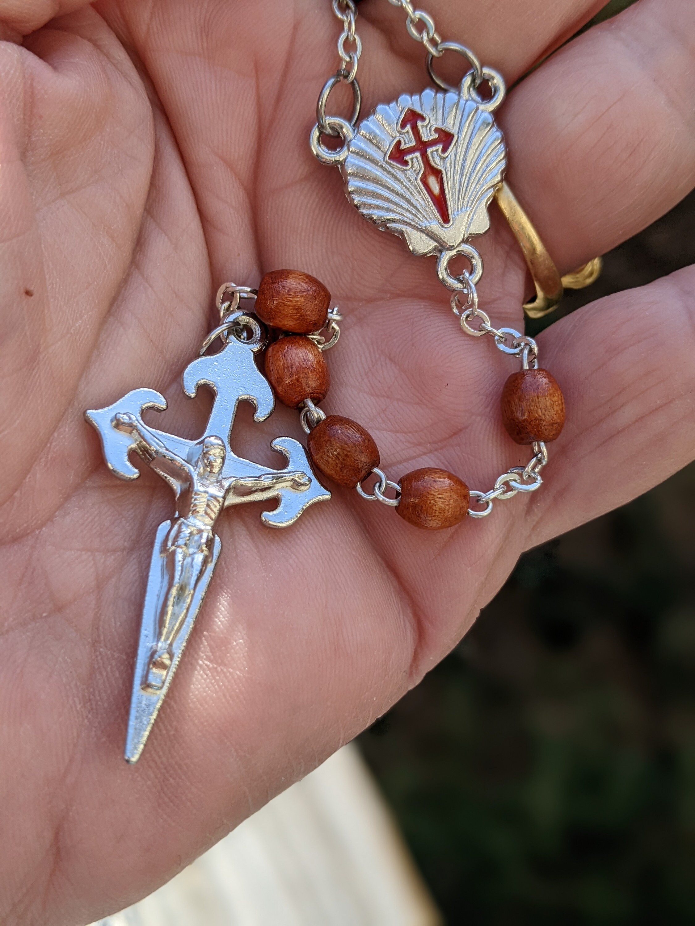 Camino de Santiago Pilgrimage St James One Decade Rosary Chaplet Brown Beads 