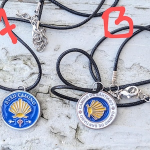 Camino de Santiago Necklaces / Buen Camino or Star /Shell / 18&quot; Black Cord / St James / Pilgrim / Cross/ Santiago de Compostela / The Way