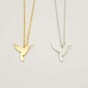 Tiny Hummingbird Necklace Sterling Silver, Dainty Flying Bird Necklace, Gold Hummingbird Pendant, Small Hummingbird Charm, Bird Lover Gift