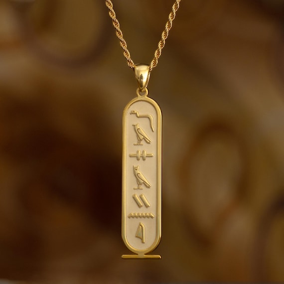 Personalized Egypt Cartouche Necklace Gold Egyptian Hieroglyphs Name Necklace Ancient Egyptian Script Necklace Egyptian Symbols Necklace Etsy