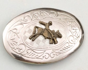 Vintage Gürtelschnalle mit Bull Rider Rodeo Schnalle
