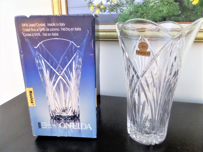 Vintage Oneida 24 Lead Crystal Vase Capri Collection Made in Etsy