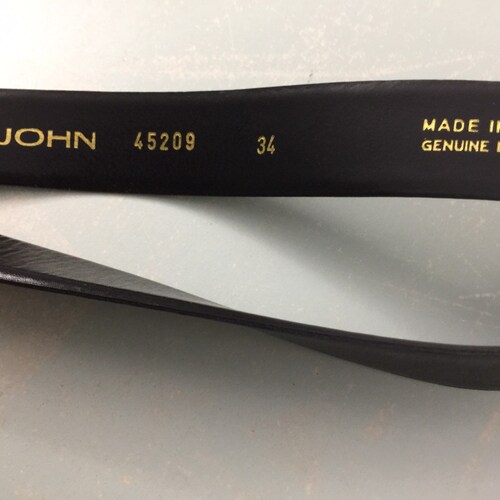 St John Black Leather Belt Gold Decorative Front Piece Made in shops Italy Size 34 Haute Couture Belt