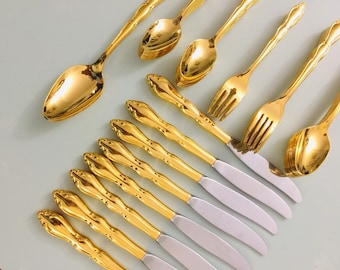 2 sets of 2avail Details about   TWO 1847 Rogers Centennial Gold Plate 6 7/8"Dinner spoons TWO 