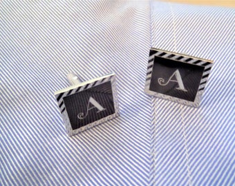 Initial A Cuff Links Monogram A  Cuff links by Swank Monogrammed Cuff Links A