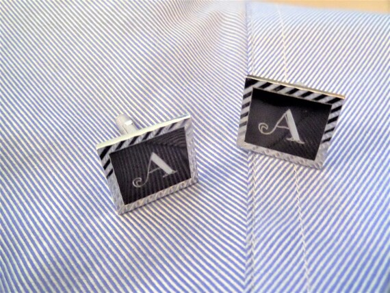 Initial A Cuff Links Monogram A  Cuff links by Sw… - image 1