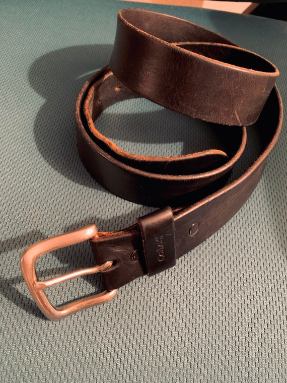 Vintage Carhartt English Bridle Leather Belt Black With Silver Clasp Size  42 