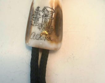 Vintage Alaska Bolo Tie Cotton Cord & Silver Tips