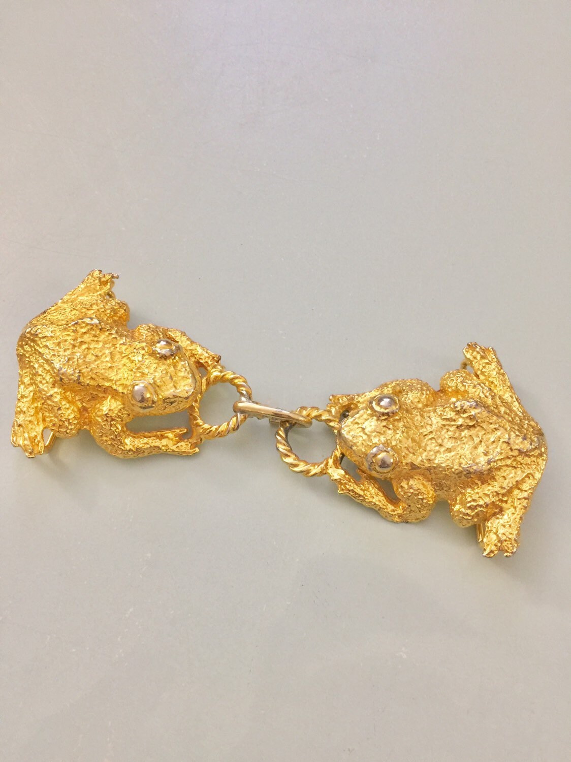 Vintage Gold Double Frog Belt Buckle 