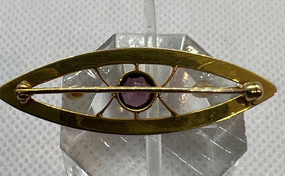 Antique 10k Amethyst & Seed Pearl Brooch Pin - image 6