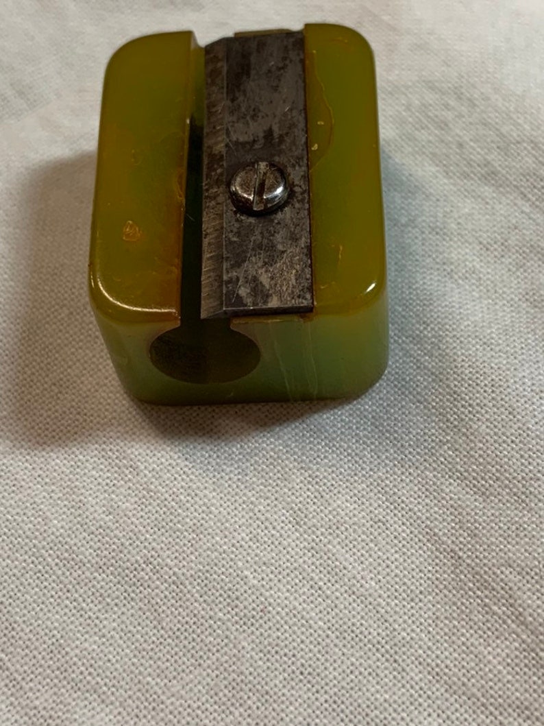 Vintage Green swirl Catalin Bakelite Pencil Sharpener