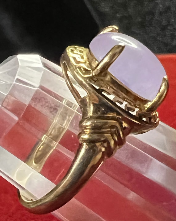 Vintage 10k Lavender Jade Ring size 7 IWI - image 9