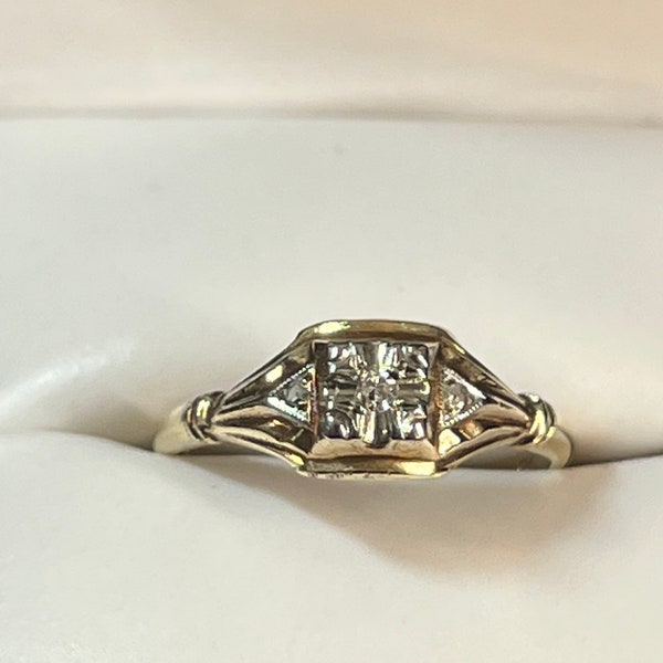 Antique Copley 10k Rose cut diamond ring 6 1/2