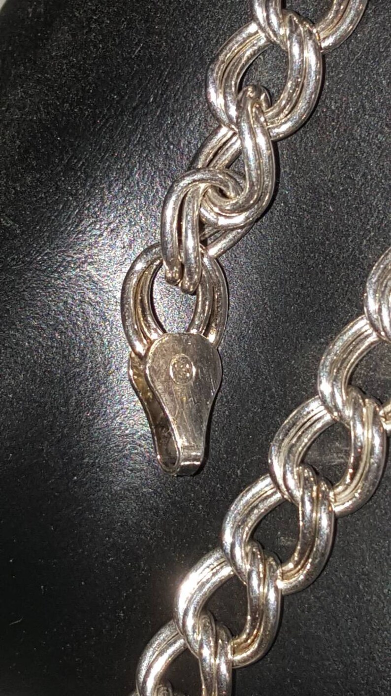 Vintage Sterling Silver Double Link Charm Bracelet Stamped Y Etsy