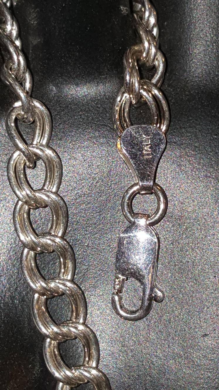 Vintage Sterling Silver Double Link Charm Bracelet Stamped Y - Etsy