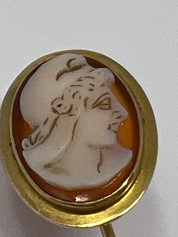 Antique Victorian 10k Carved Cameo Stick Pin