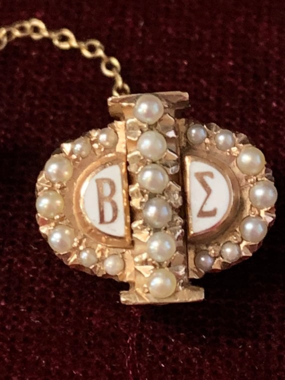 Vintage 10K Gold Seed Pearl Beta  Sigma Phi Soror… - image 4