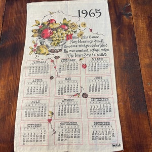 1965 Fabric Calendar - Etsy