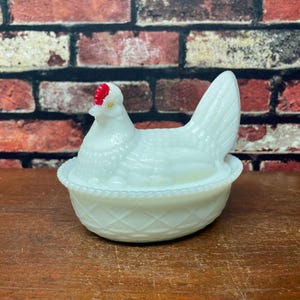 Milk Glass Hen on Nest