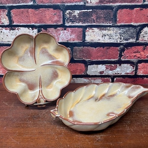 Pair of Frankoma Leaf Trinket Dishes