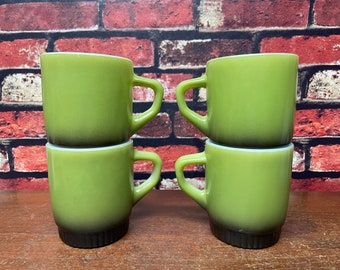 Fire King Milk Glass Mugs in Green