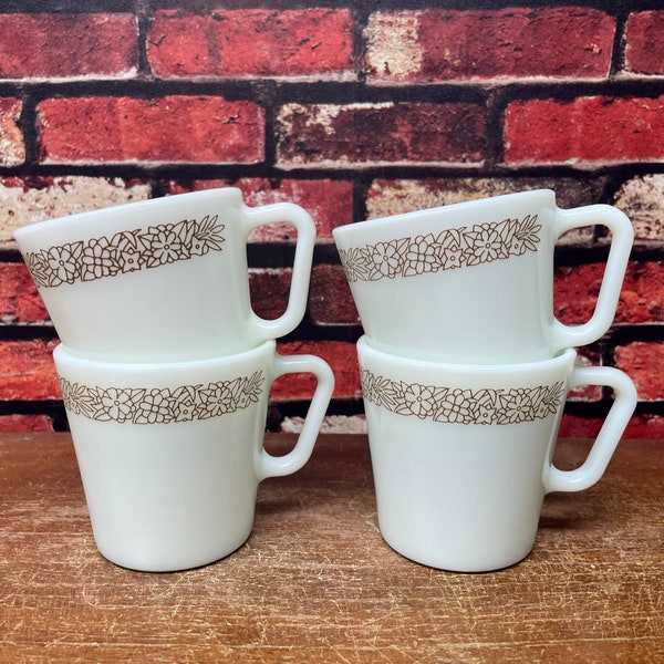 Set of 4 Pyrex Woodland Coffee Mugs