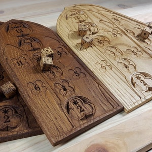 Oak board game House of Fortune, Glückshaus, Medieval board game with dices