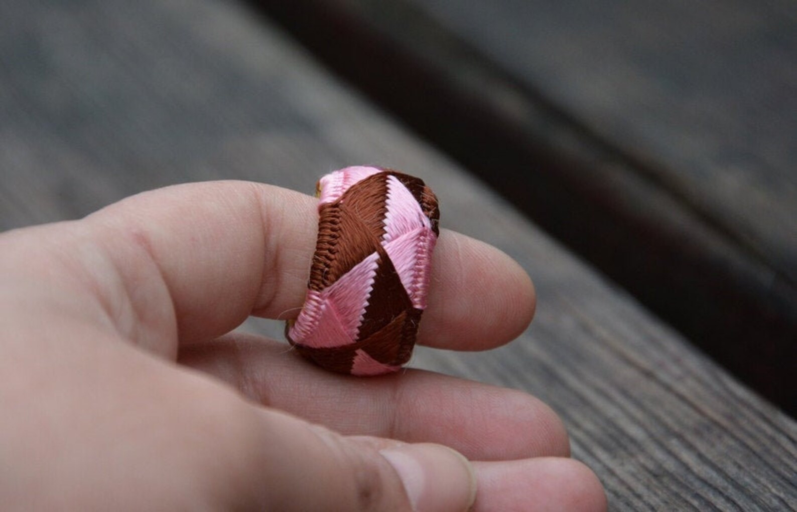 Japanese thimble ring Embroidered silk ring Mori girl jewelry Etsy