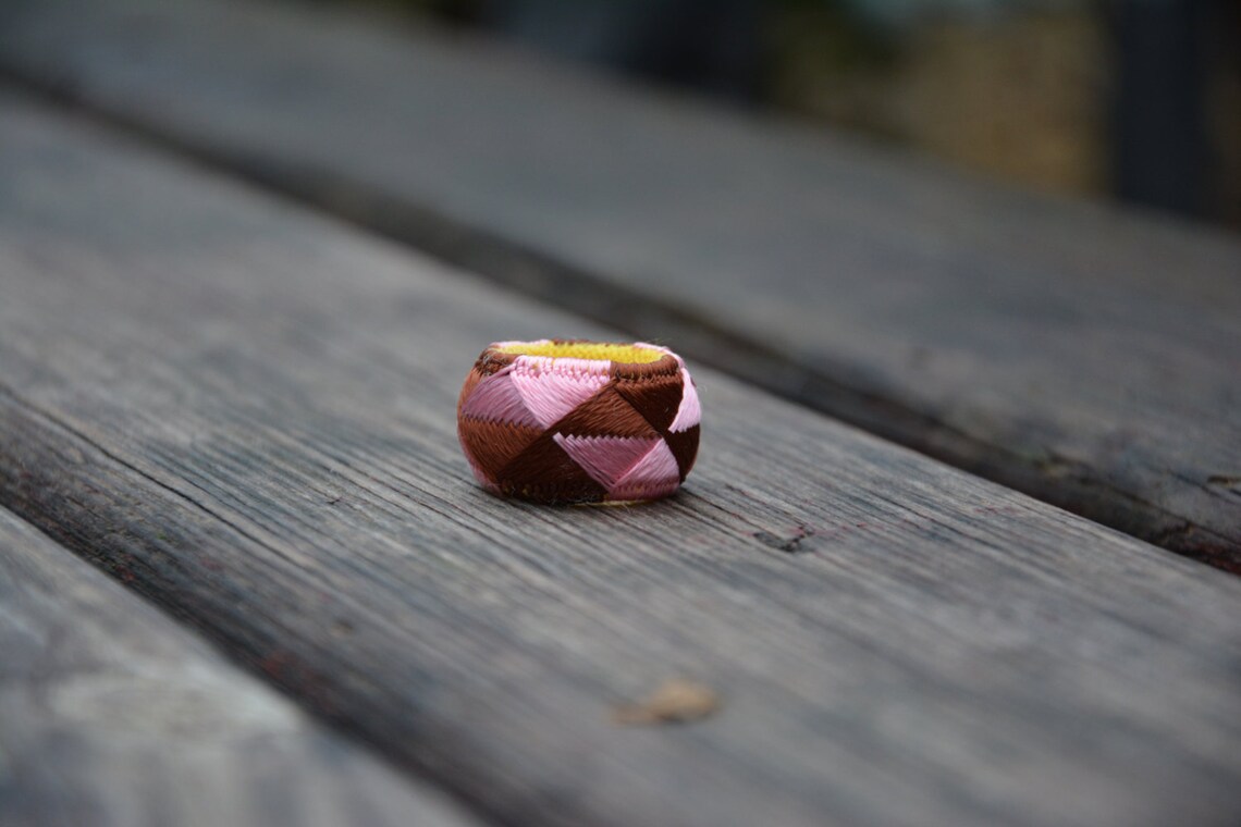 Japanese thimble ring Embroidered silk ring Mori girl jewelry Etsy