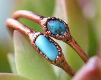 Tumbled Turquoise Ring | Stacking Ring | Electroform Copper Ring | Birthstone Ring | December Birthstone Ring | Raw Turquoise Ring