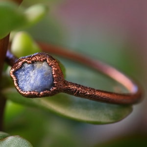 Sodalite Ring | Simple Copper Ring | Minimalist Ring | Raw Sodalite Ring | Birthstone Ring | Electroformed Copper Ring | Blue Crystal Ring