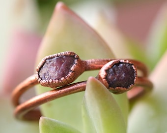 Ruby Ring | July Birthstone Jewelry | Simple Copper Ring | Minimalist Ring | Birthstone Ring | Crystal Ring | Raw Ruby Ring | Red Gem Ring