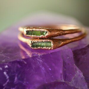 Tourmaline Ring | Electroformed Copper Ring | Raw Tourmaline Ring | Simple Copper Ring | Raw Gemstone Ring | Green Crystal Ring