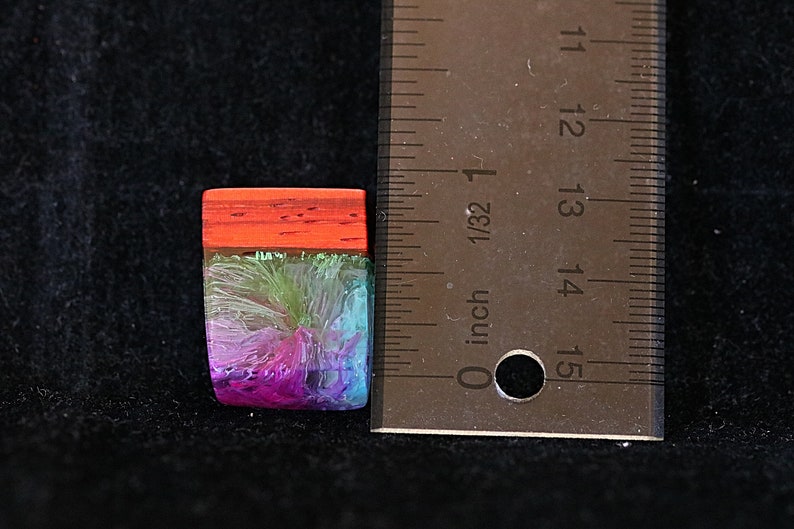 Pink Green and Blue Necklace Ink Art and Leather Cord Jewelry Pterocarpus Wood and Resin Pendant