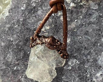 Raw Quartz Necklace | Electroform Copper Necklace | Simple Gemstone Necklace | Natural Crystal Necklace | Christmas Gift | Gift For Her