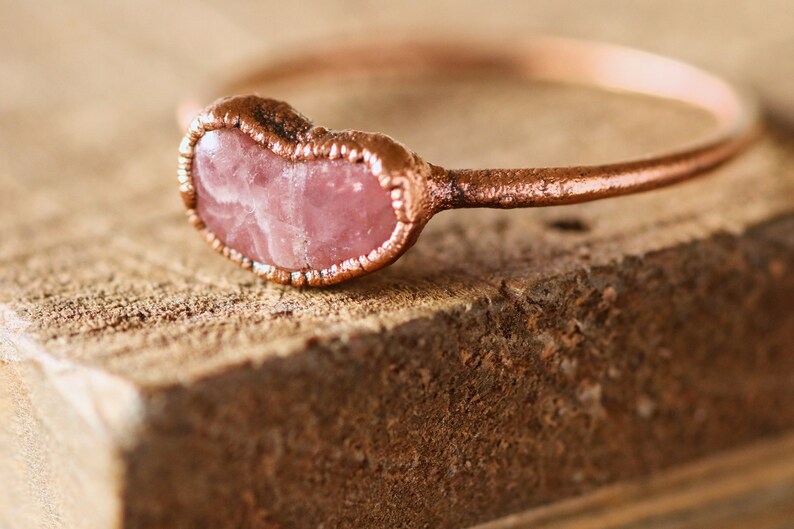 Electroform Ring Stackable Rings Rhodochrosite Ring Gift For Her Gemstone Rings Copper Jewelry Minimalist Ring Birthday Gift