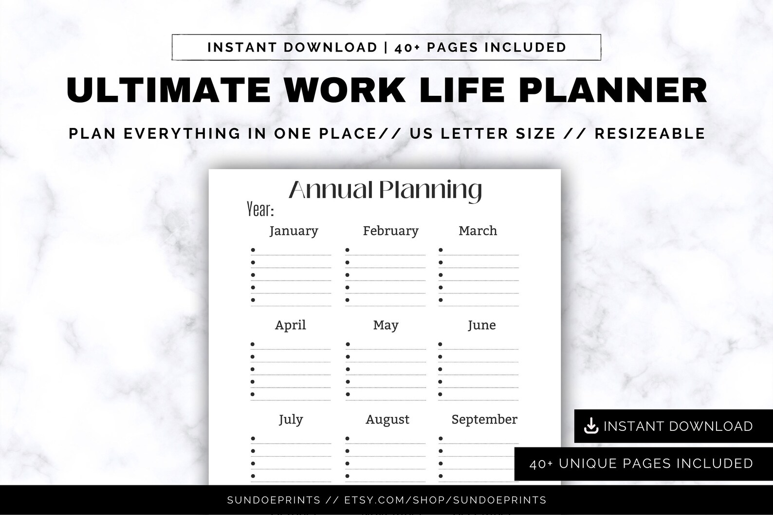 Ultimate Work Life Planner, Customizable Planner Template, Printable ...