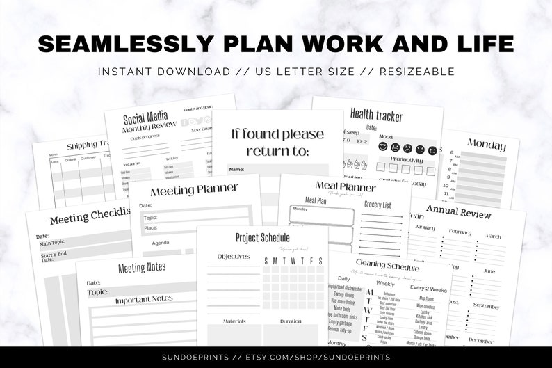 Ultimate Work Life Planner, Customizable Planner Template, Printable ...